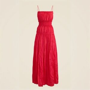 J Crew Crinkled Ruffle Trim Dress Strawberry Sunrise Medium NWT